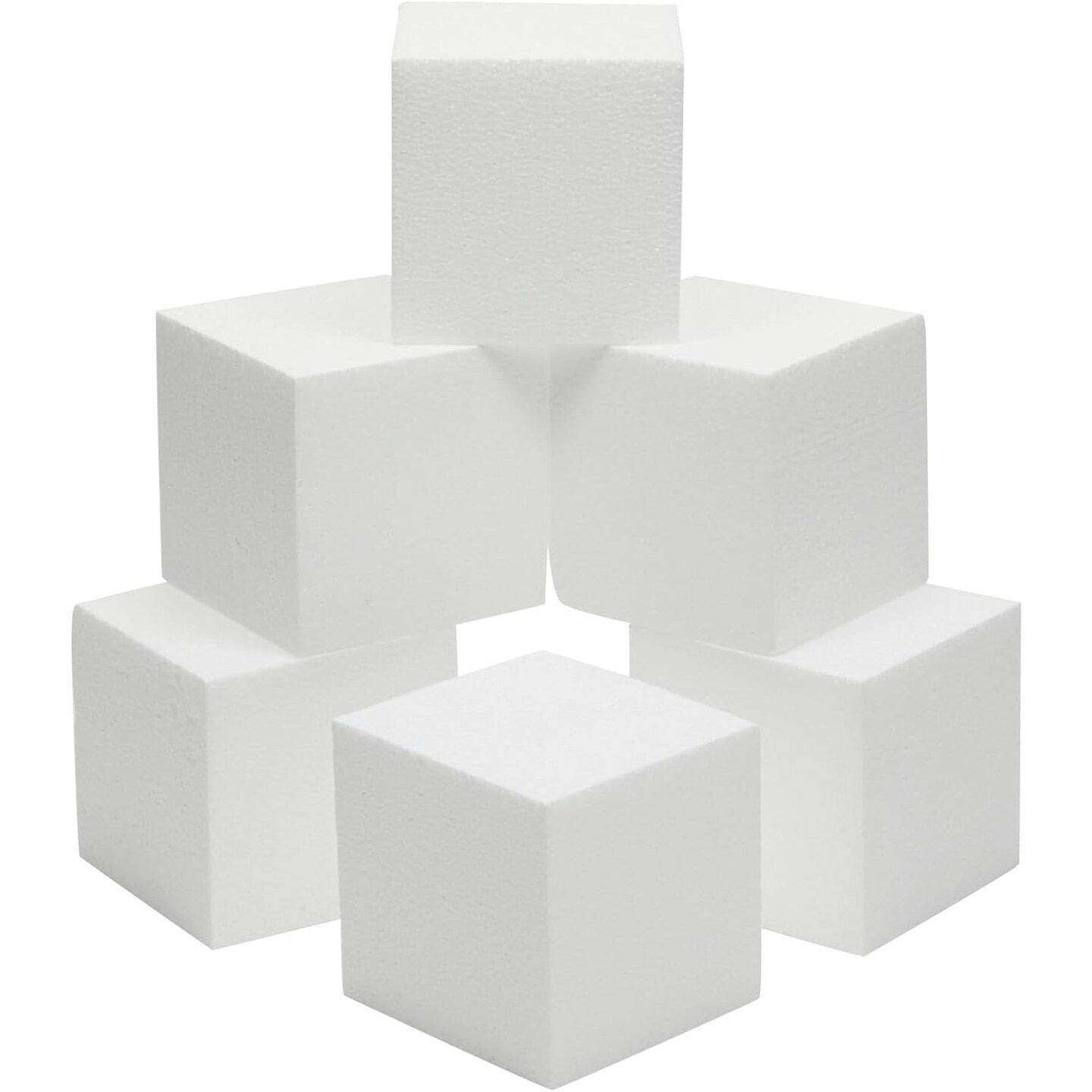 6 Pack Foam Cube Squares for Crafts - Polystyrene Blocks for DIY, Floral Arrangements, Arts Supplies (4 x 4 x 4 in, White)