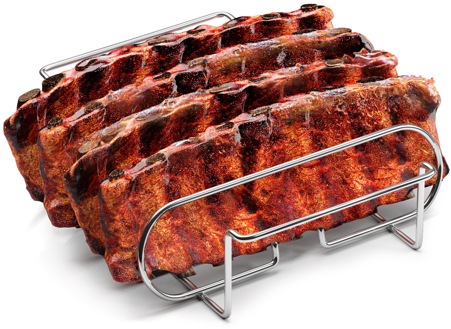 Sorbus Non-Stick Rib Rack - Porcelain Coated Steel Roasting Stand - Holds 4 Rib Racks for Grilling & Barbecuing (Silver)