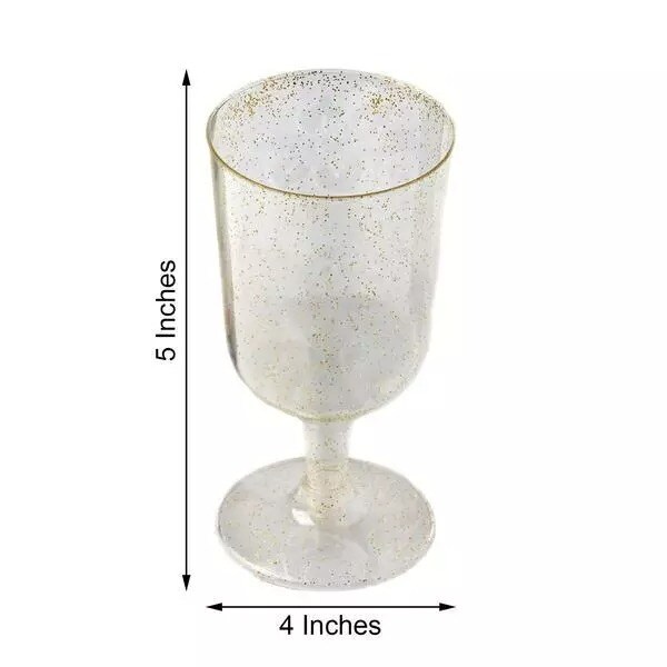 12 7 oz Plastic Gold Glittered Clear Champagne GLASSES Tableware