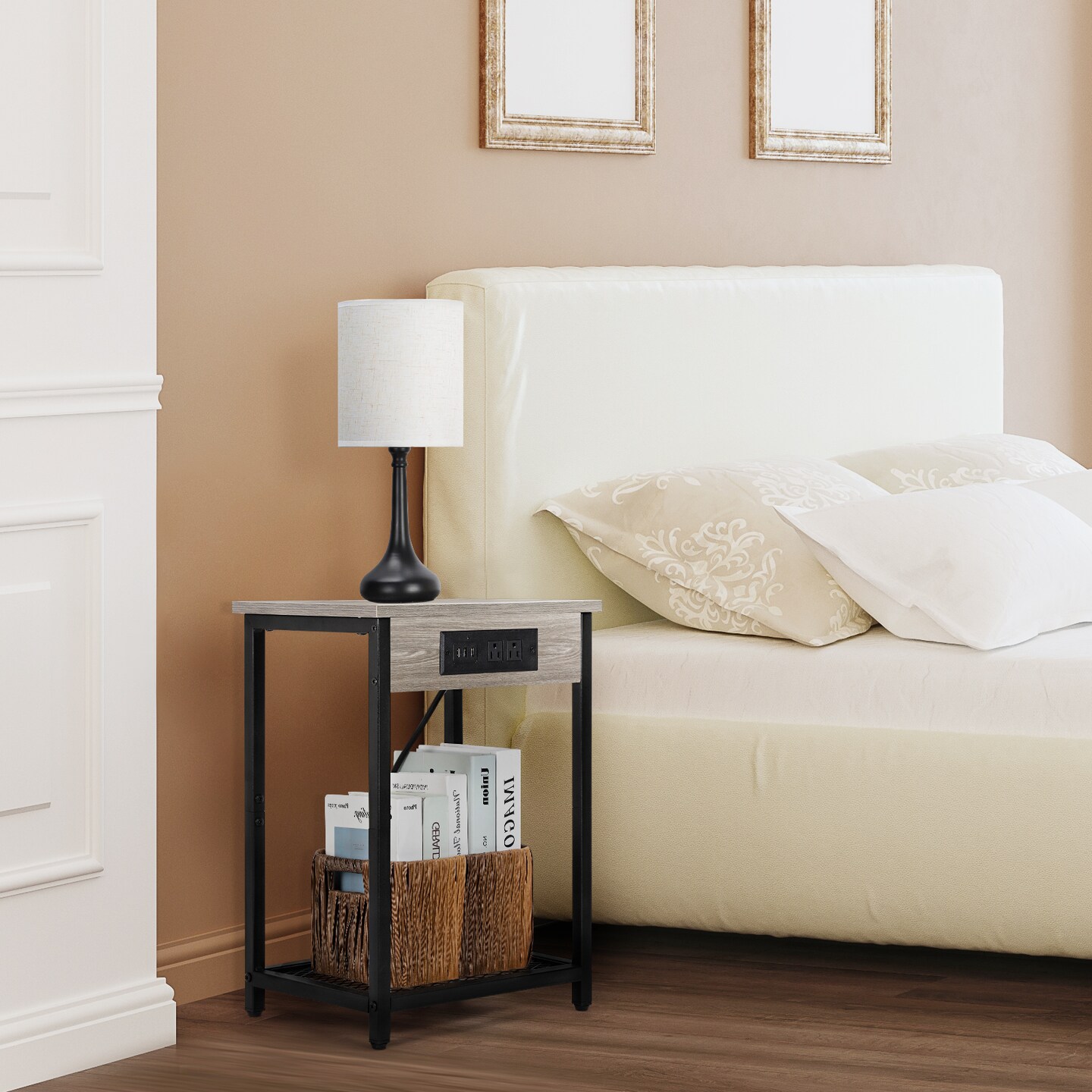 Small End Table with Charging Station