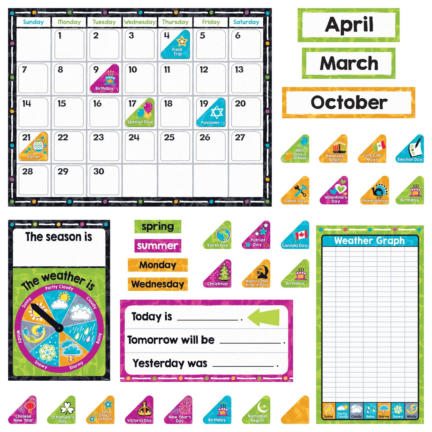 Color Harmony Calendar Bulletin Board Set