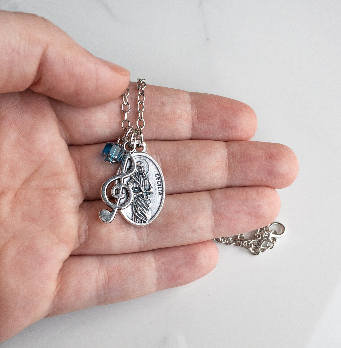 St Cecilia Necklace- Gift for Music Lovers - Catholic Jewelry St Cecilia Necklace- Gift for Music Lovers - Catholic Jewelry