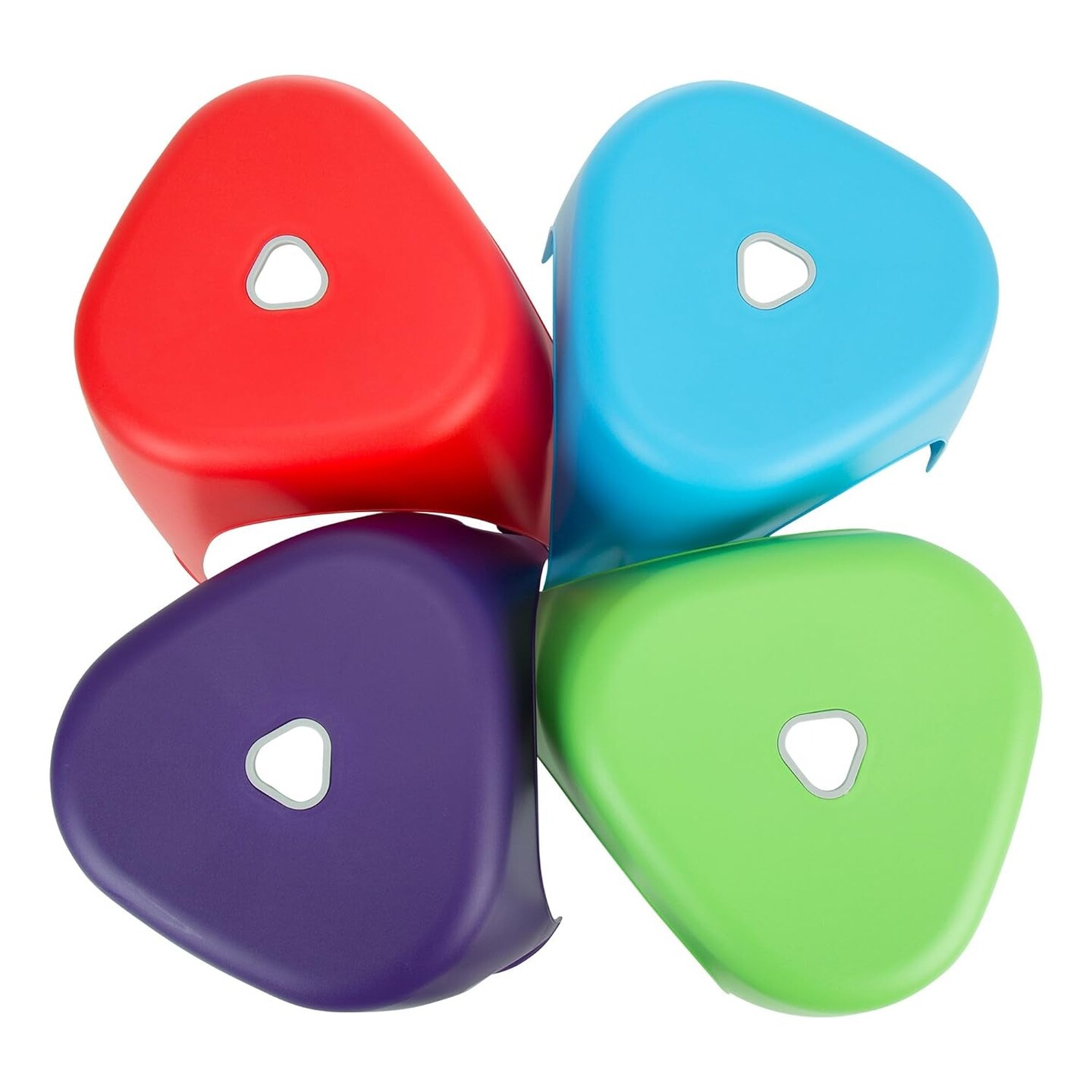 Assorted Indoor/Outdoor Plastic Stack Stool, Blue, Green, Red, Purple (Pack of 4)