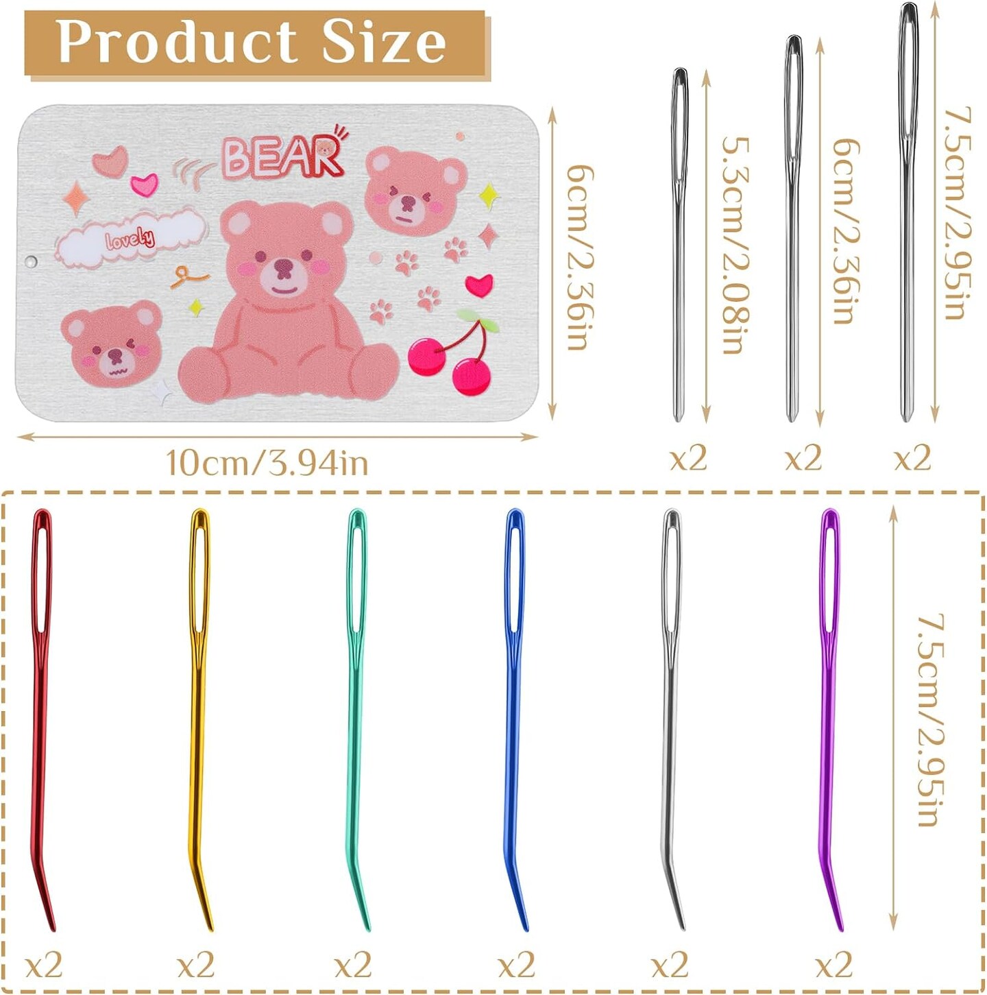 12 Pieces Yarn Needle, Tapestry Needle Bent Embroidery Needles Bent Tip Needles, and 6 Pieces Large-Eye Blunt Needles with Iron Box for Knitting Crochet (Random Color)