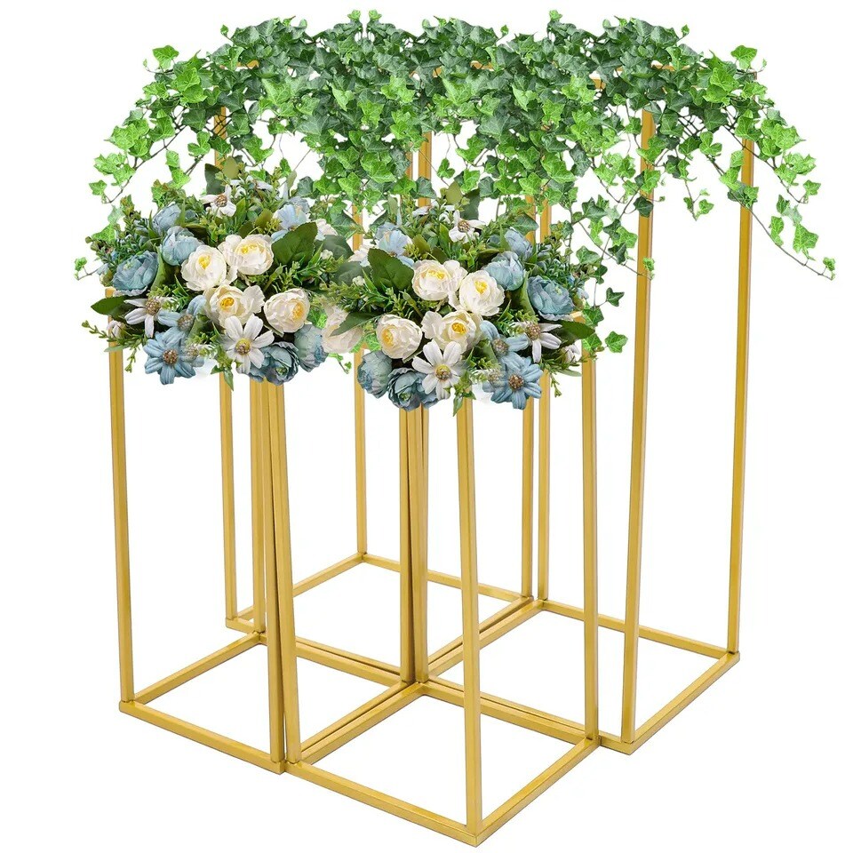 Gold Metal Column Flower Stand Wedding Party Backdrop Centerpiece Rack 4Pcs US