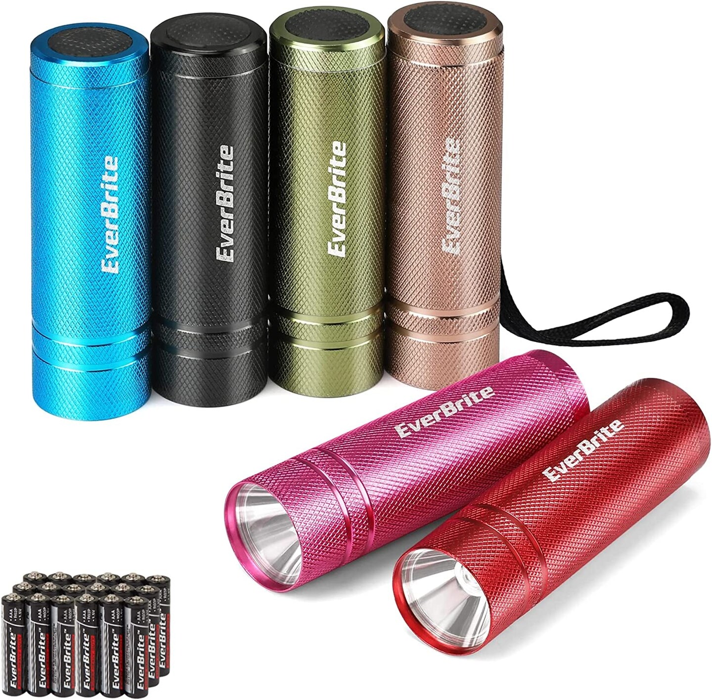 Mini Flashlight Set, Aluminum LED Handheld Torches with Lanyard, Assorted Colors, Batteries Included for Party Favors, Night Reading, Camping, Power Outage, Gift to Christmas