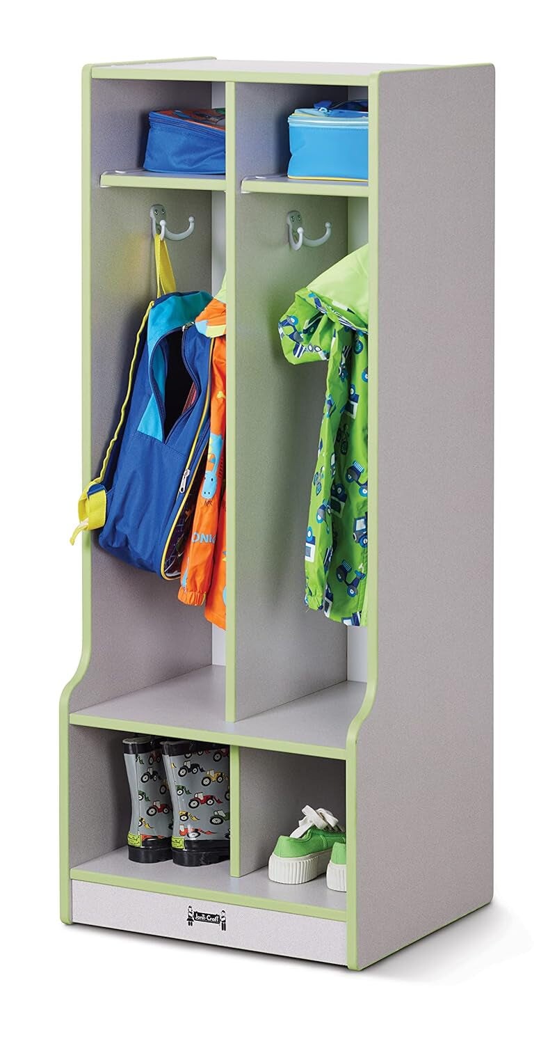 Rainbow Accents 4682JCWW130 2 Section Coat Locker with Step - Key Lime Green