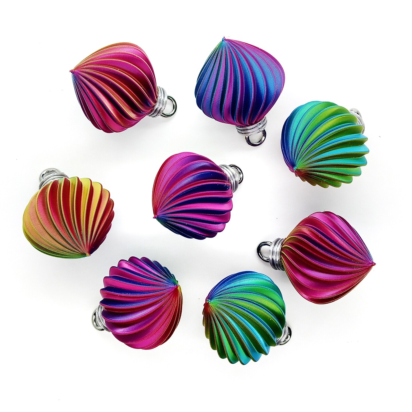 8 Miniature Ornaments, Pretty Rainbow Swirls for Small Christmas Trees, about 1 inch high, Adorabilities