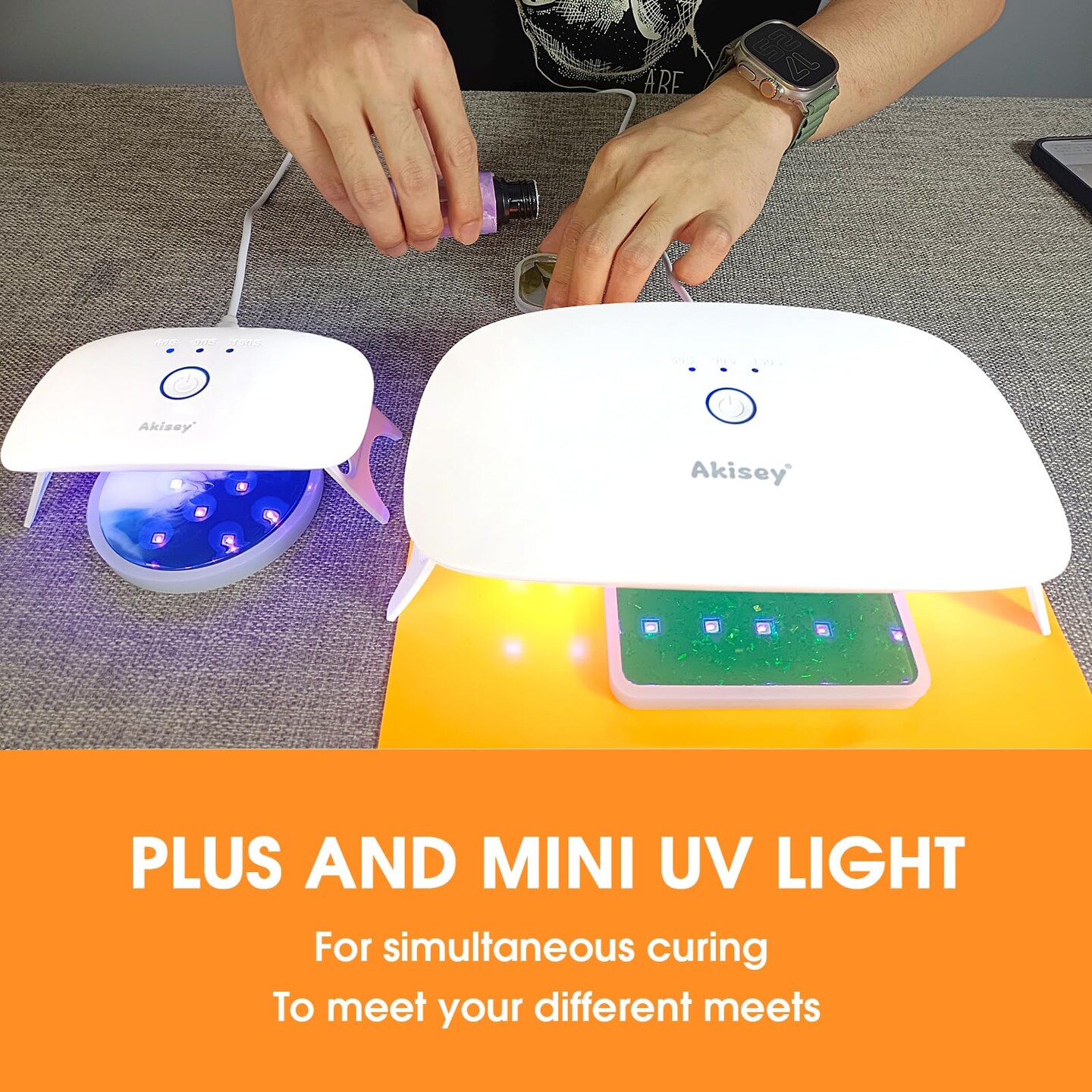 2 Pieces UV Light for Resin - Large Size Foldable UV Resin Light &#x26; Portable Mini UV Resin Lamp, akisey Resin Kits for Resin Molds Curing, Jewelry Making, DIY Craft, Fast Curing &#x26; Timing Function