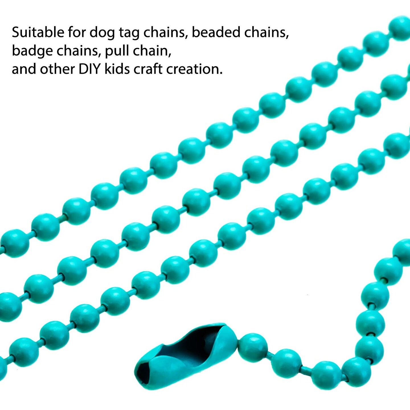 100 Pieces Colored Bead Keychain Metal Hanging Chains Necklace Connector for Hanging Ornament Jewelry Tag