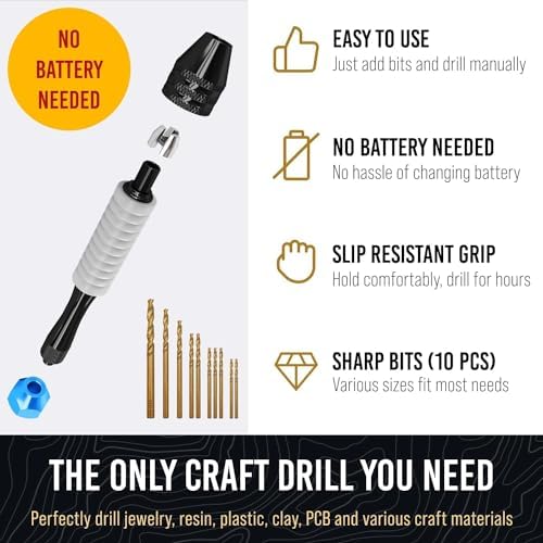 Manual Craft Drill Sharp HSS Micro Mini Twist Drill Bits Set, Small Rotary Tools for Wood, Plastic, Miniature - Blue