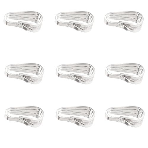 10 Pieces Charm Holder for Necklace, 925 Sterling Silver Snap Bail Hook Pinch Clip Necklace Chain Connectors Dangle Pendant Clasps for Necklace Choker Jewelry DIY Craft Gift Making, Platinum