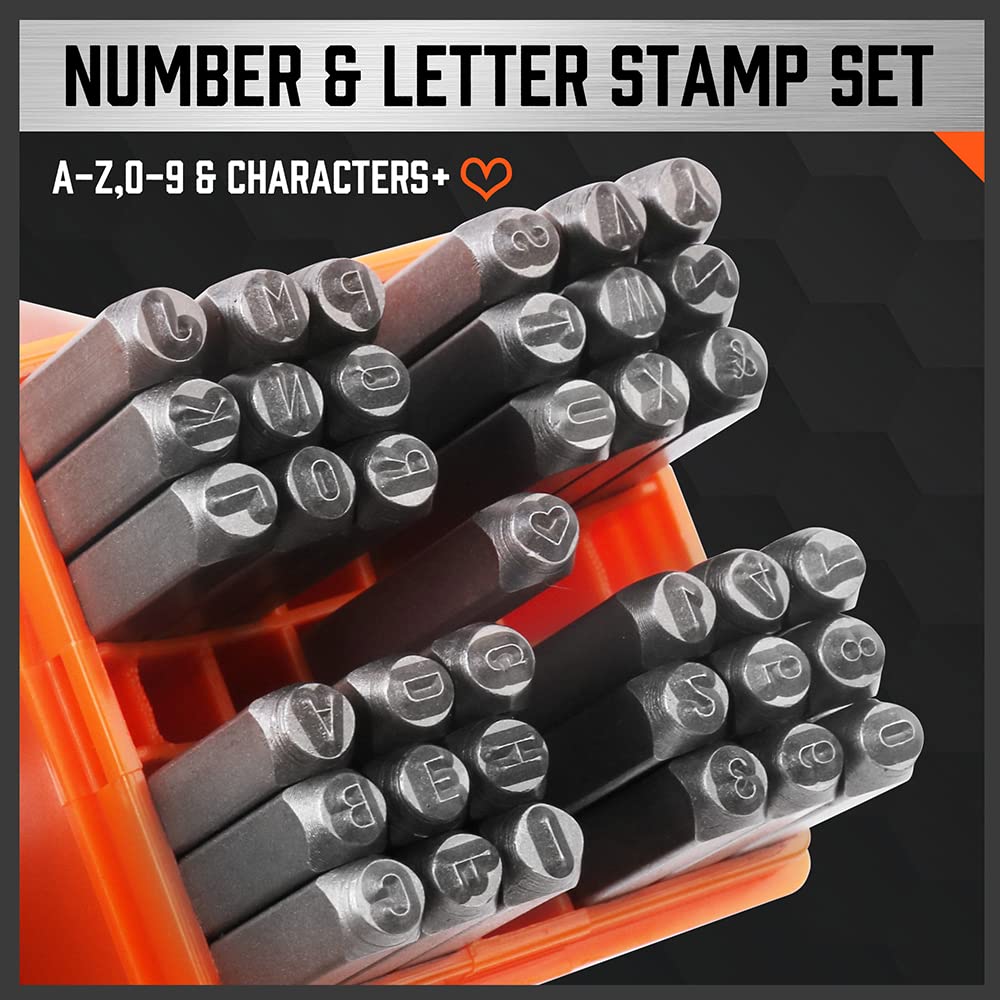 37 Pieces Number and Letter Stamp Set 1/8 (3mm) (A-Z & 0-9 + Love) Punch Perfect for Imprinting Metal Stamping kit, Plastic, Wood, Leather.