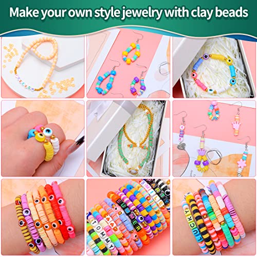 6000+ Multi-Colored Clay Beads Kit, Clay Beads for Bracelet Making, Clay Beads for Jewelry Making.