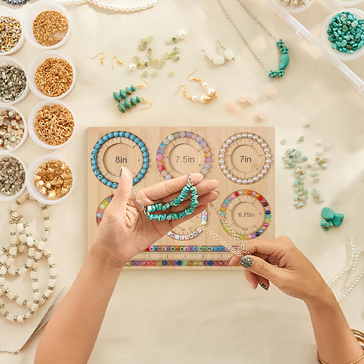 Bead Board for Jewelry Making, Bamboo Beading Board for Jewelry Bracelet Making, Bracelet Bead Board, Bracelet Bead Board for Bracelet, Jewelry Making, DIY