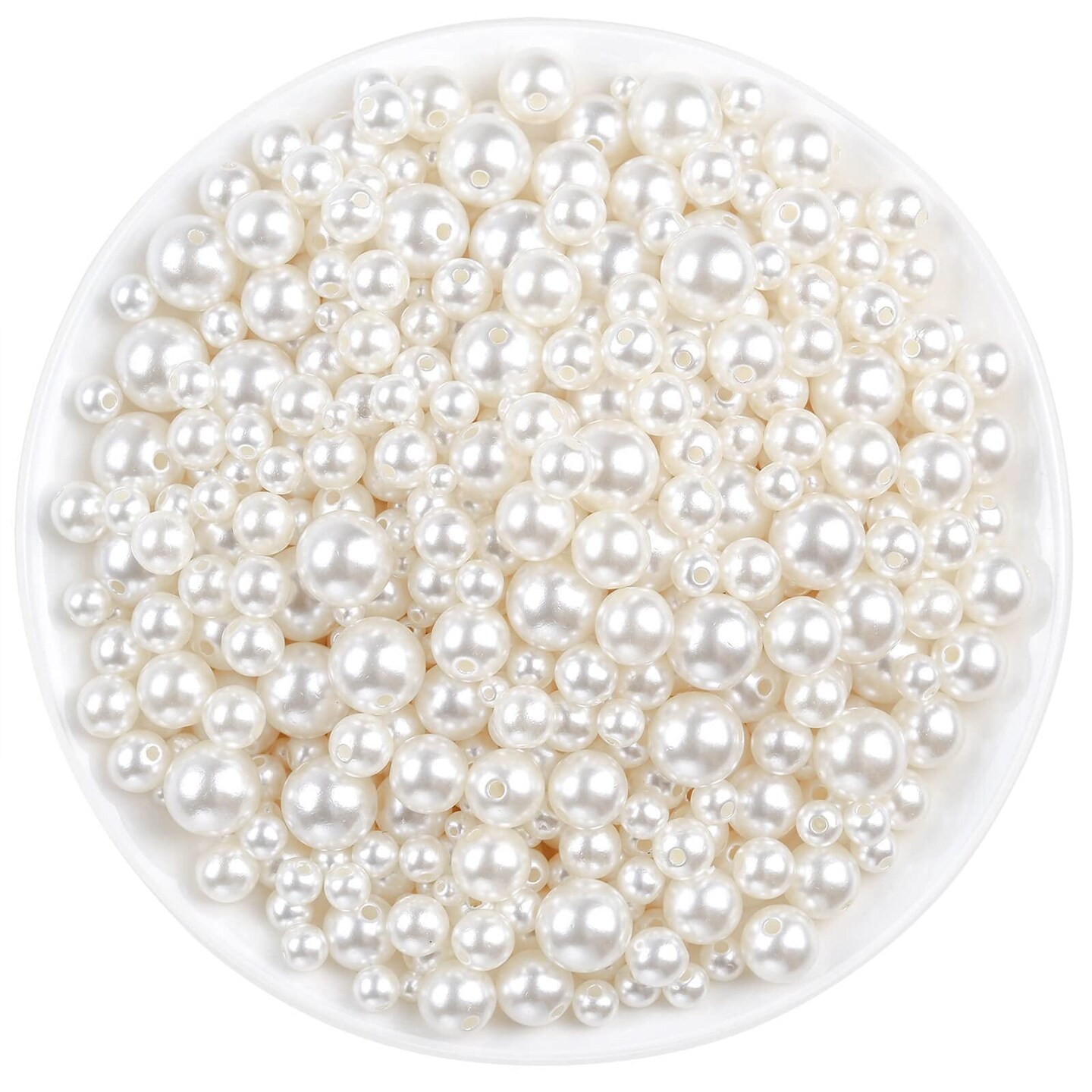 Pearl Beads, Anezus 800pcs Ivory Pearl Craft Beads Loose Pearls for Jewelry Making, Crafts, Decoration and Vase Filler (Assorted Sizes)