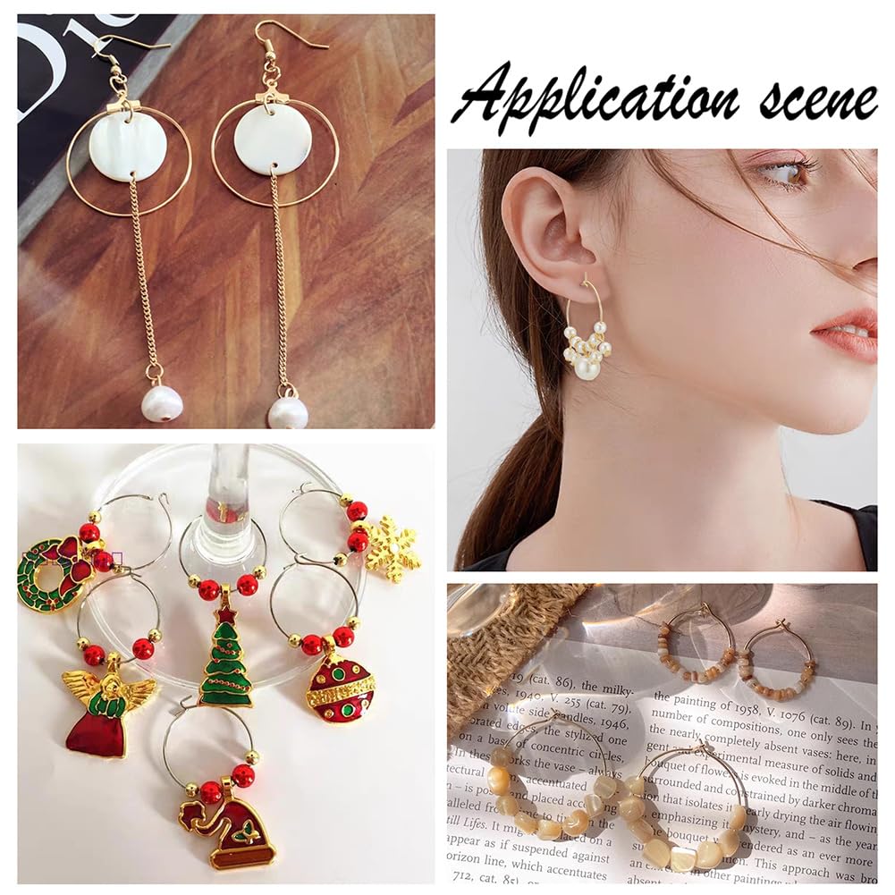100 Pieces 20mm Hypoallergenic Stainless Steel Hoop Earring Golden Wine Glass Charm Rings 0.7mm Pin Earring Beading Hoop for Women Dangle Hoop Earrings Making