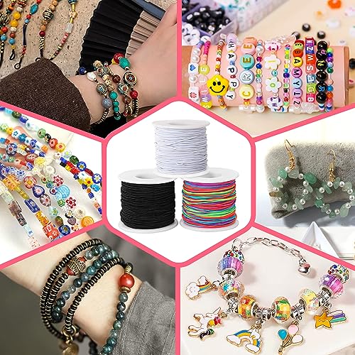 1mm Elastic String Stretchy String for Bracelet Making Rainbow Bracelet String Elastic Cord for Jewelry Making, Bracelets, Necklace, Beading and Crafts