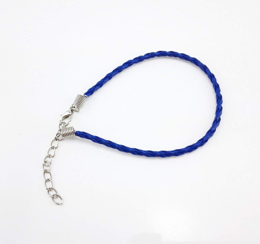 50 Pieces Mixed Color Leather Lace Plaited Bracelet Cords DIY Jewelry Making Handicrafts Braided Ropes with Lobster Clasps Extended Chain for Wrist Charms Bracelets Jewelry Making