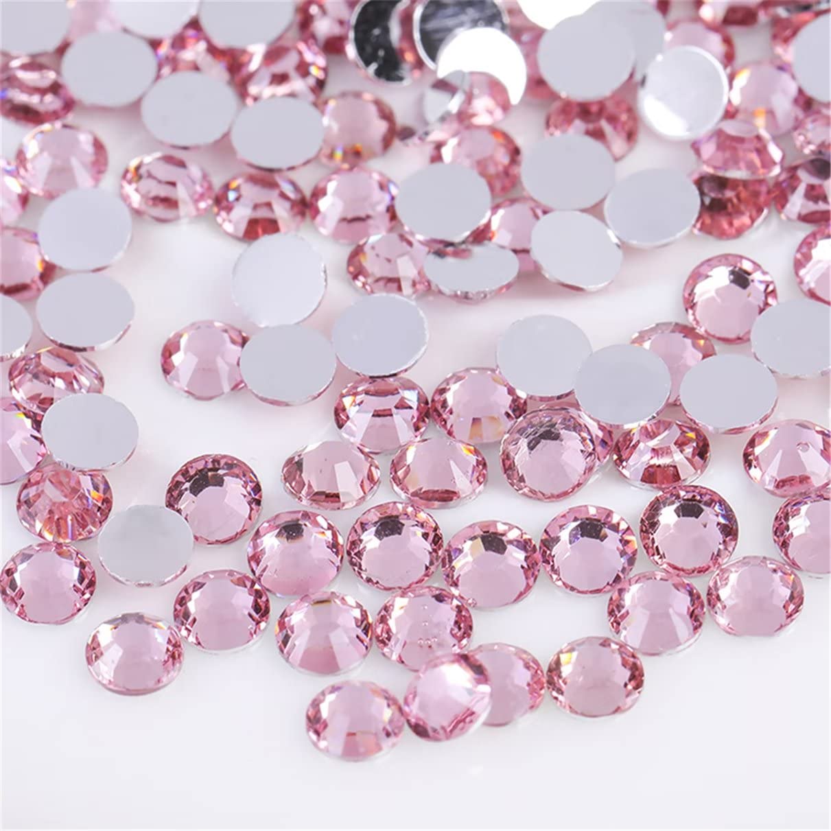 3000 PCS SS12 3mm Flatback Rhinestones Clear Glass Round Gems Crystals for Nail Art DIY Crafts Clothes Shoes Bags (Light Pink)