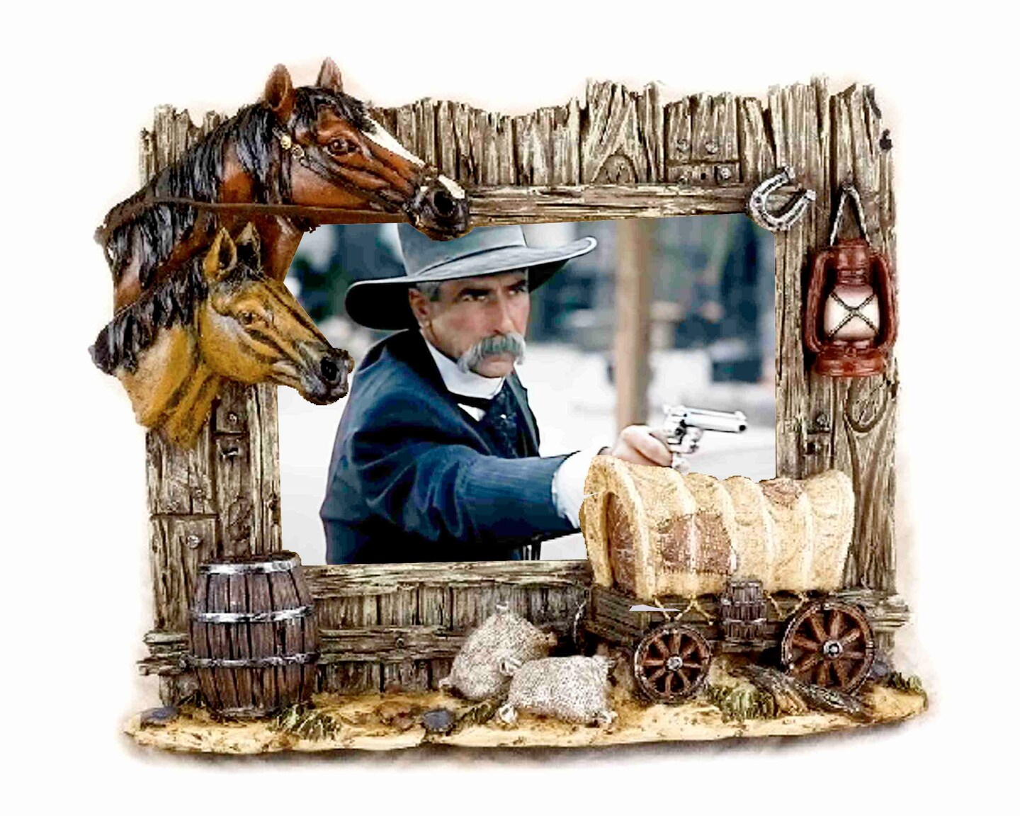 HOrses Covered Wagon Barrel Gear Old Barnwood Fun Unique Western themed