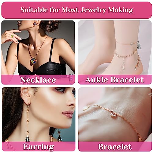 60 FT Chains for Jewelry Making, Jewelry Making Chains for Necklace with Pliers, Open Jump Rings and Lobster Clasps for Making Jewelry DIY Necklace Bracelet Anklet, 6Colors 2mm