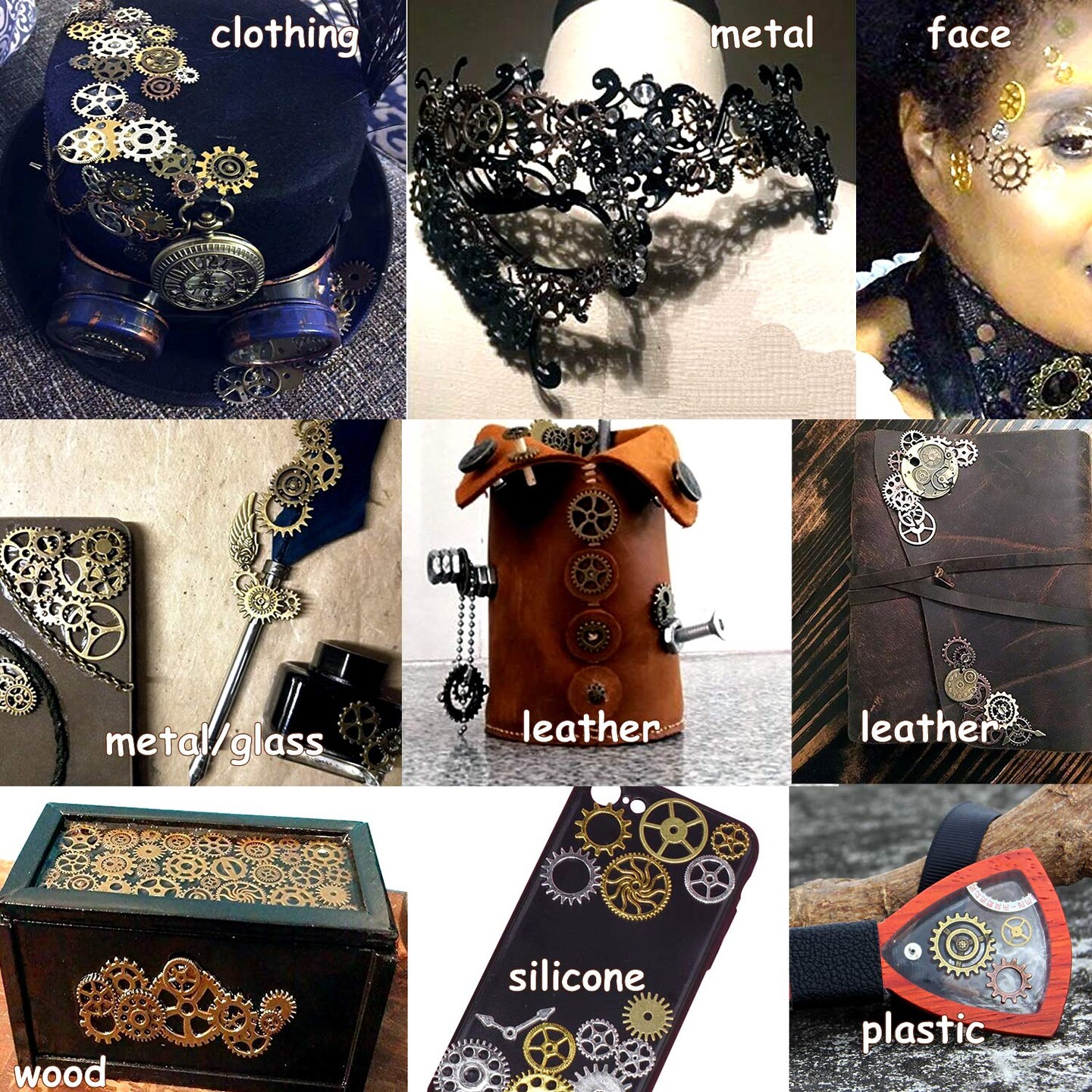 80 Pieces 100 Gram DIY Assorted Color Antique Metal Steampunk Gears Charms Pendant Clock Watch Wheel Gear for Crafting, Jewelry Making Accessory