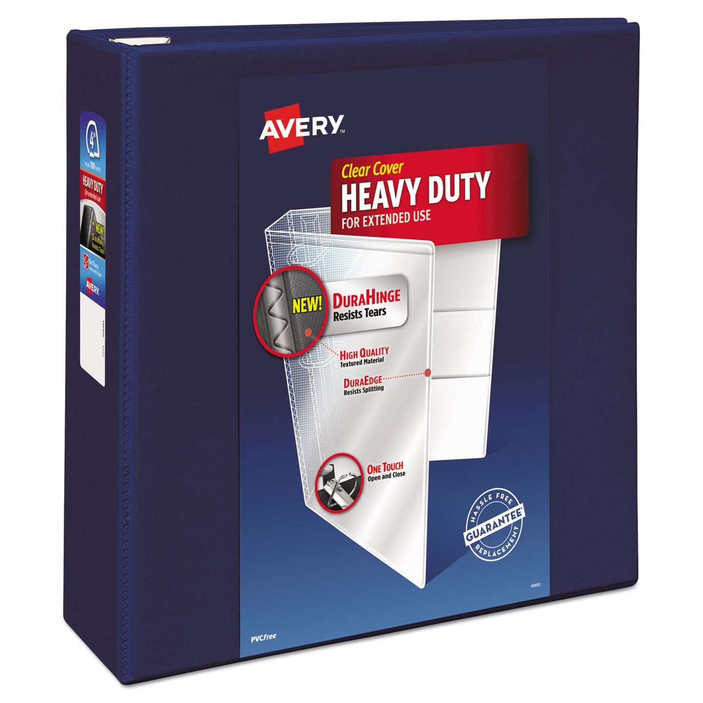 Heavy-Duty View Binder with DuraHinge and Locking One Touch EZD Rings, 3 Rings, 4