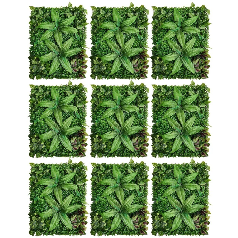 9-Piece Artificial Mat Greenery Wall