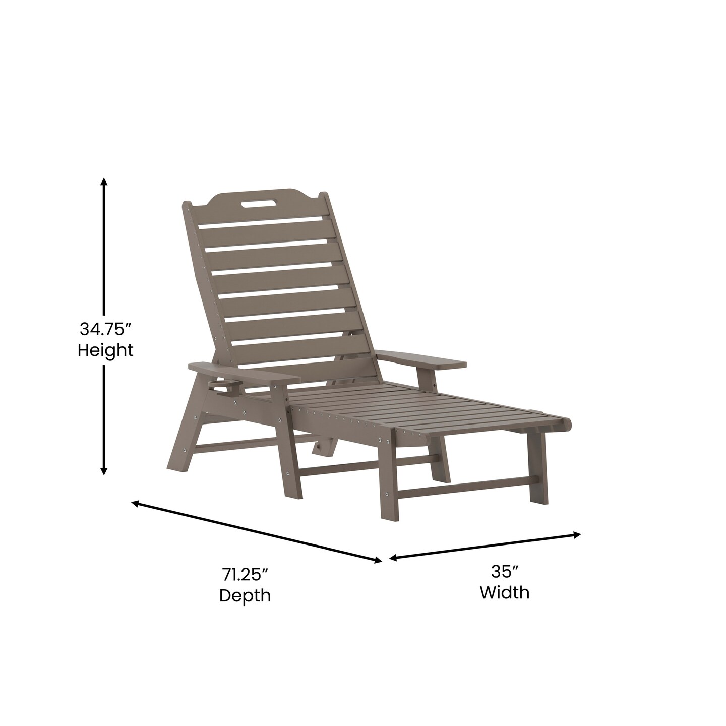 Merrick Lane Gaylord 3-Piece Adirondack Chairs/Table Set for Indoor/Outdoor Use with 2 Adjustable Lounge Chairs with Cup Holders and Side Table with Shelf