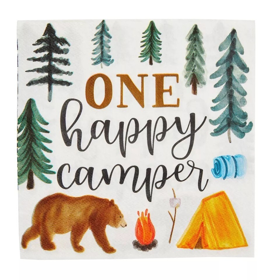100 Pack One Happy Camper 1st Birthday Napkins