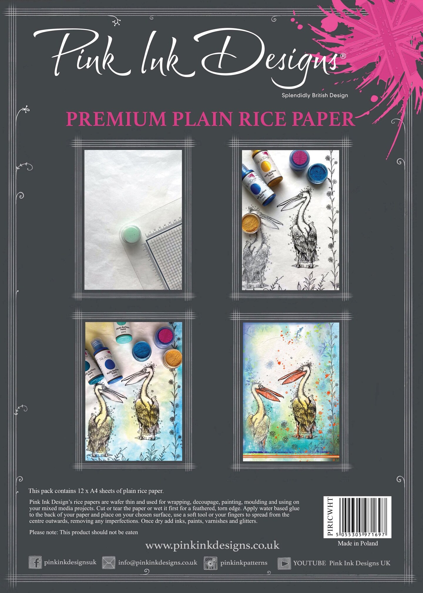 Pink Ink Designs  Premium Plain White Rice Paper Pk 12