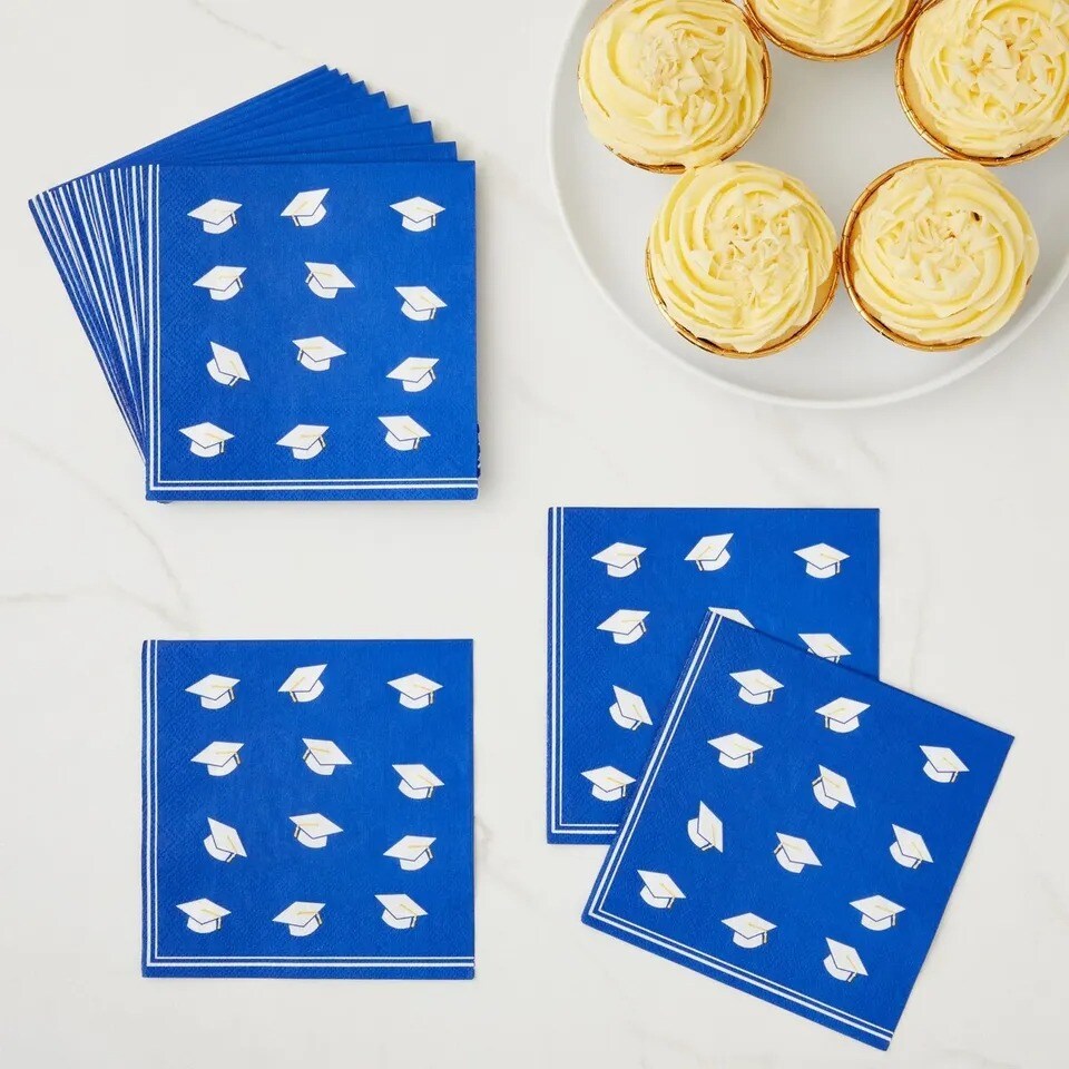 100 Pack Graduation Caps Cocktail Napkins