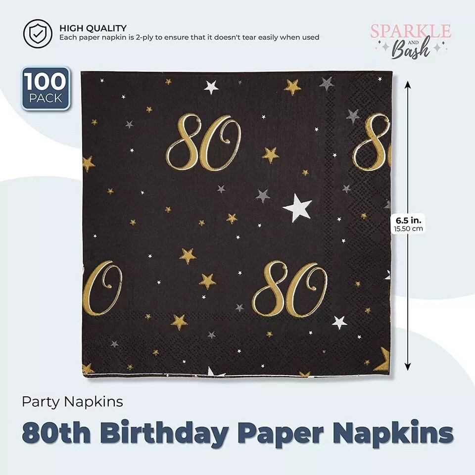 Bulk Happy 80th Birthday Napkins