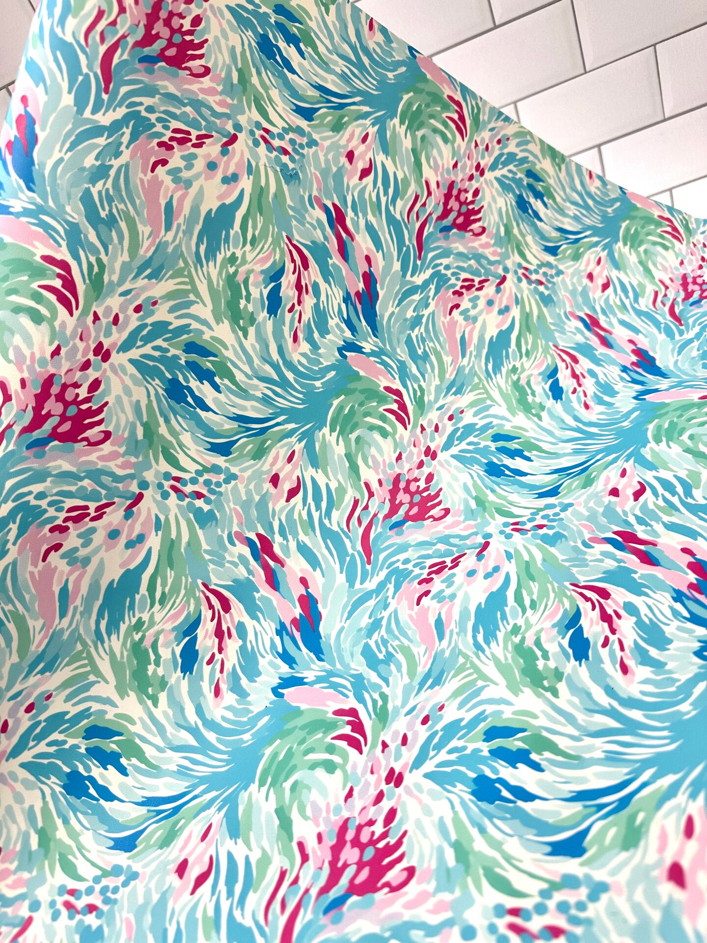 Mint/ Hot Pink Preppy Watercolor Textured Vinyl