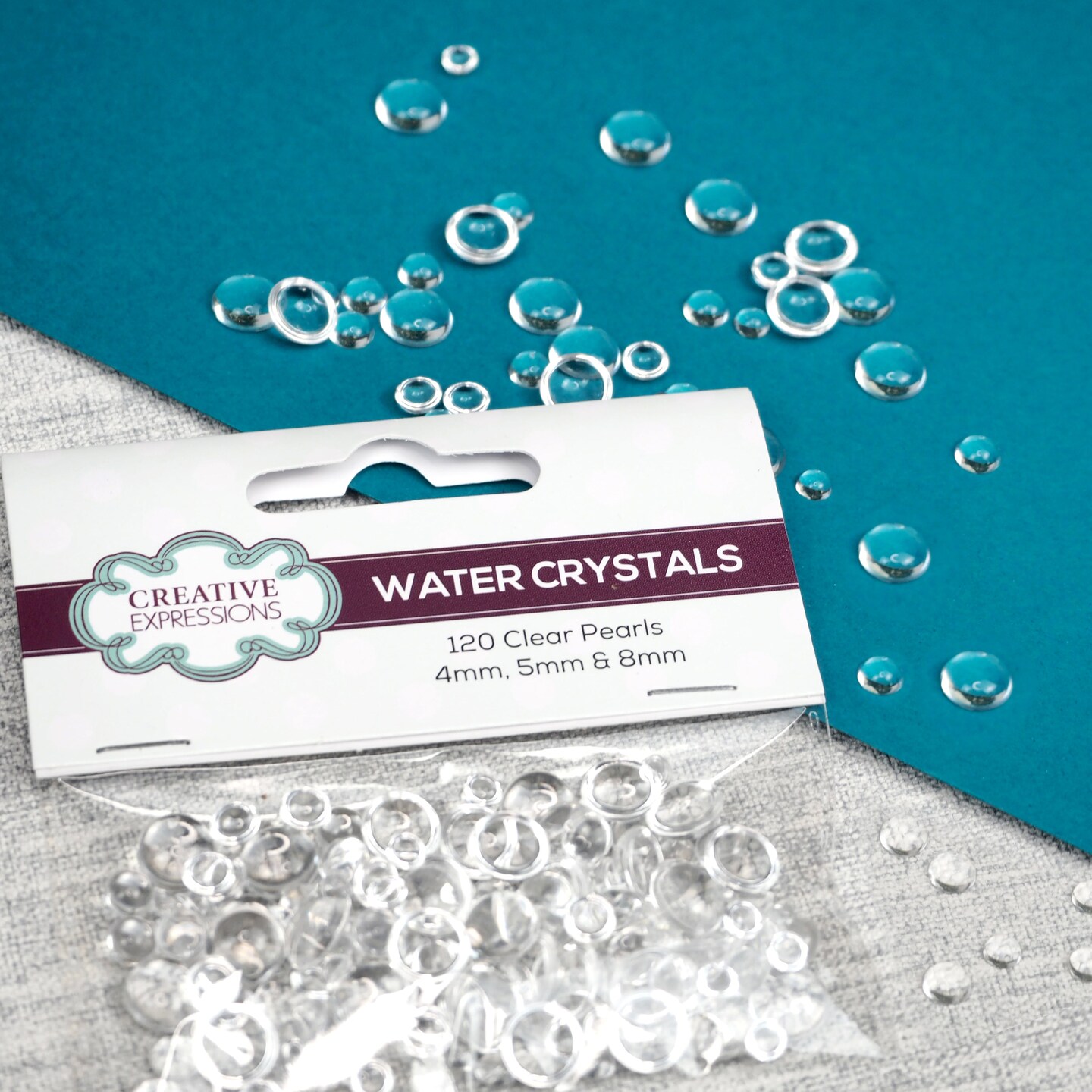 Creative Expressions  Water Crystals Pk 120 (40 each 4mm, 5mm &#x26; 8mm)