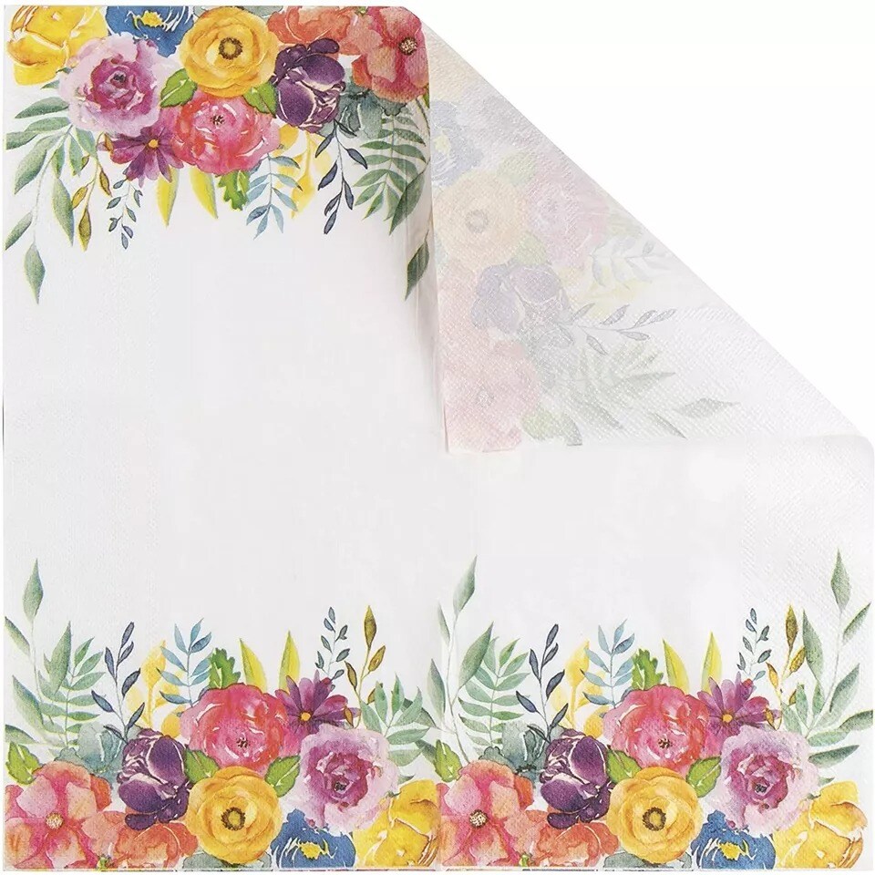 100 Pack Floral Paper Napkins for Bridal Shower &#x26; Birthday