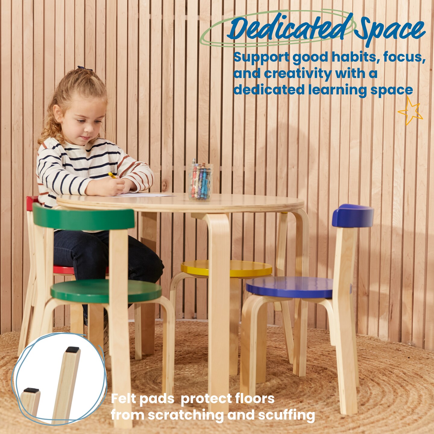 Bentwood Table and Curved Back Chair Set, 5-Piece