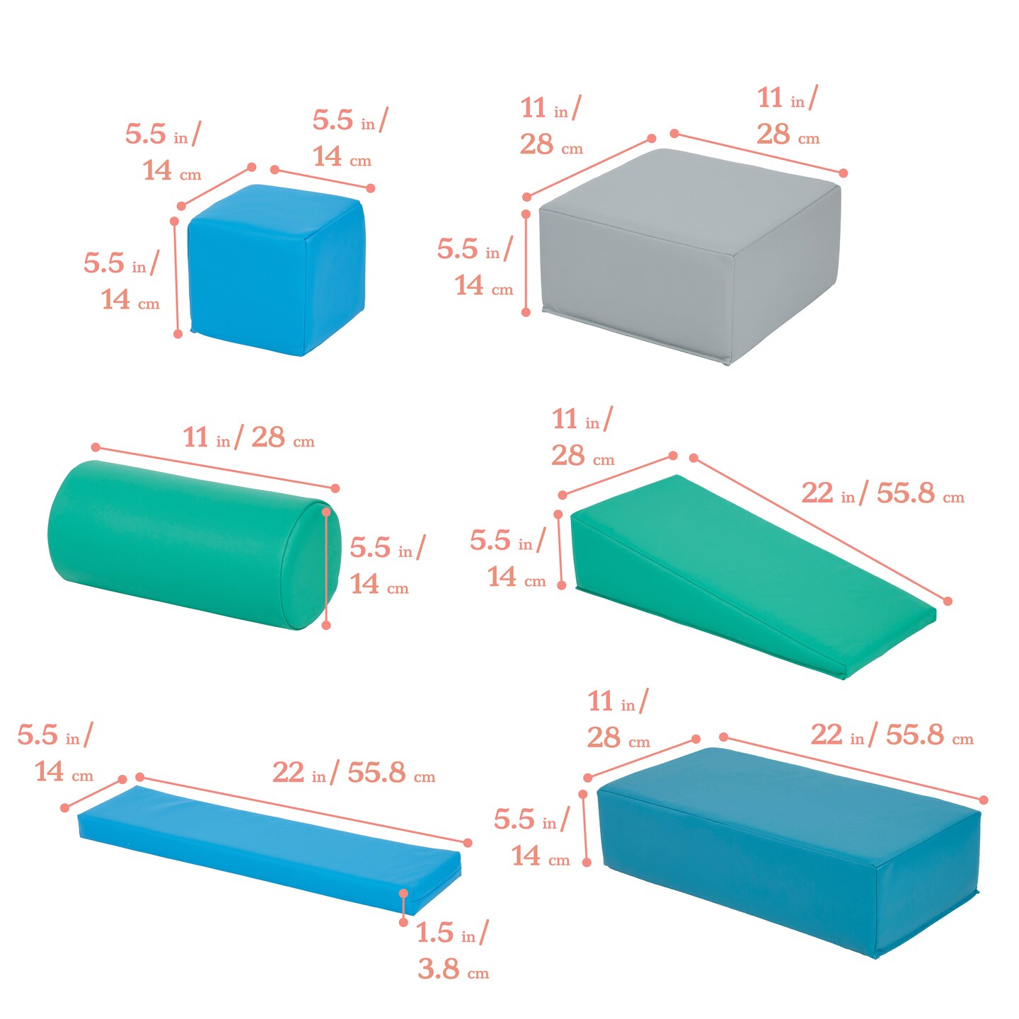 Soft Builder Blocks, Foam Shapes, 16-Piece