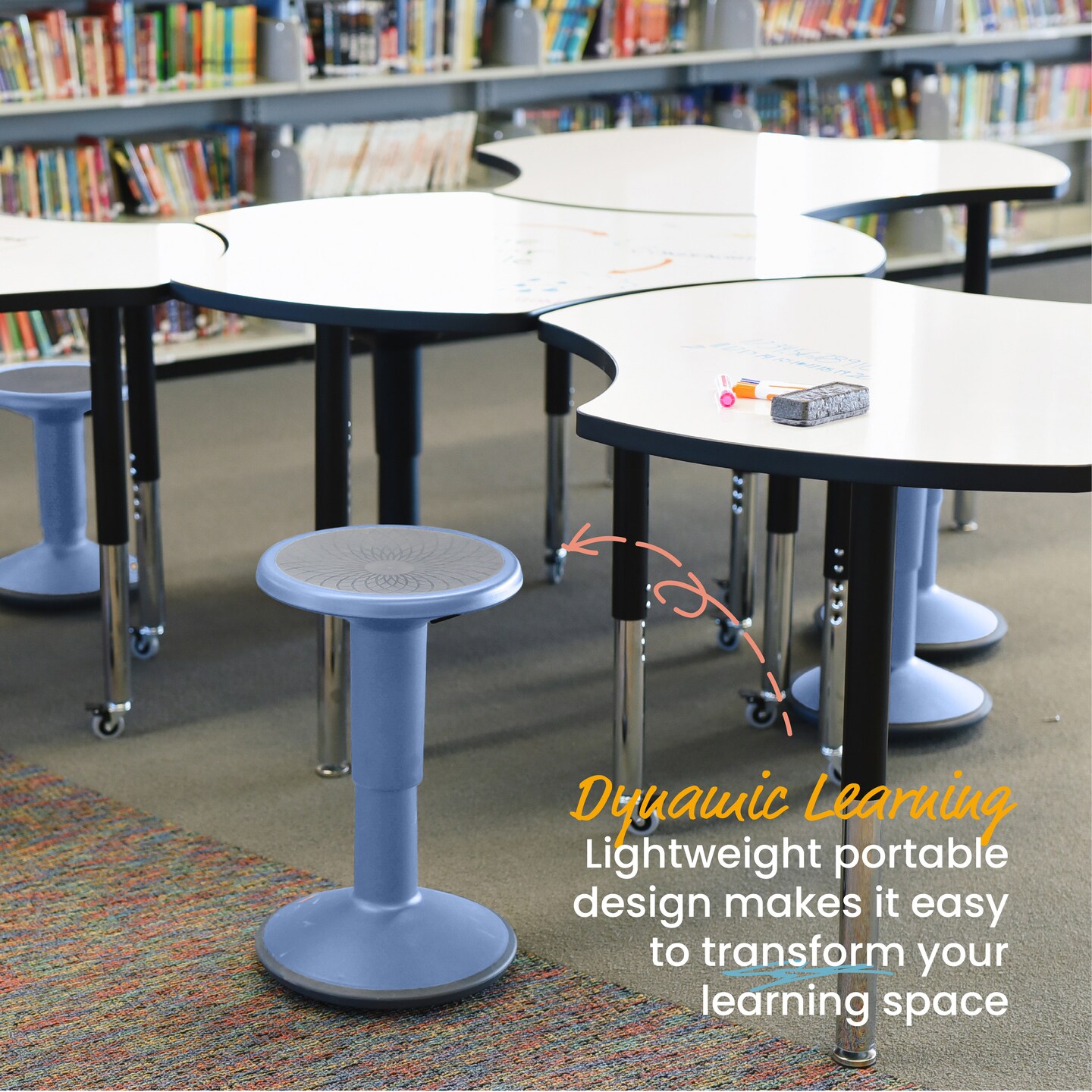 SitWell Adjustable Height Wobble Stool, Active Flexible Seating Chair