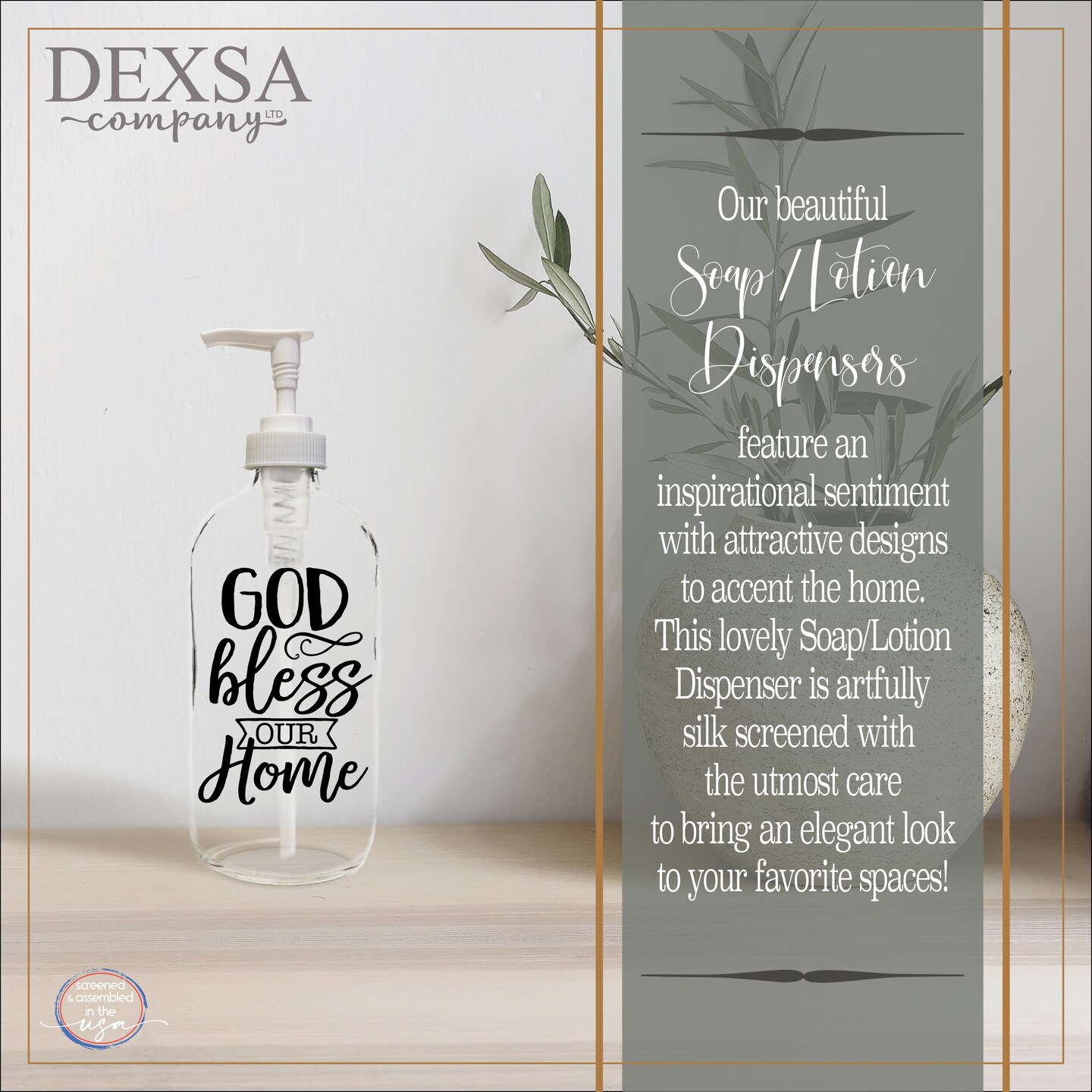 God Bless Our Home 16 oz Glass Soap Dispenser