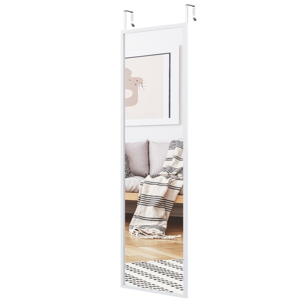 Door Wall Mounted Mirror Full Length Hanging Mirror Bedroom Bathroom White