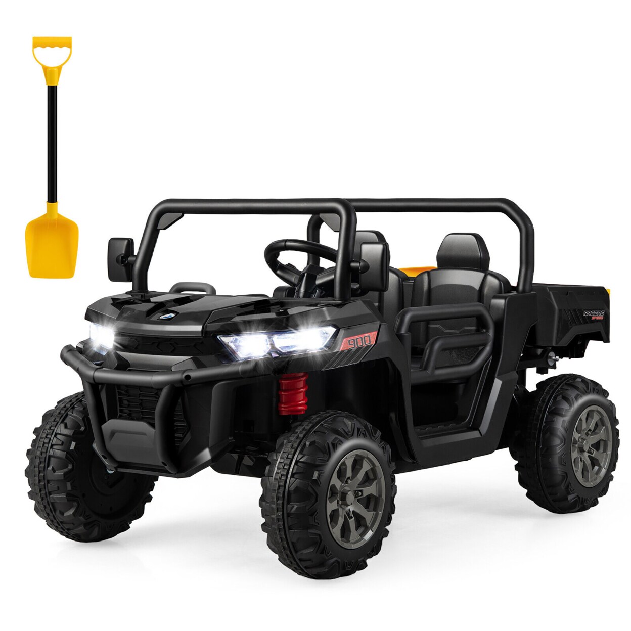 12V 2 Seater Ride On Utv Dump Truck Remote W/ Electric Dump Bed And Shovel