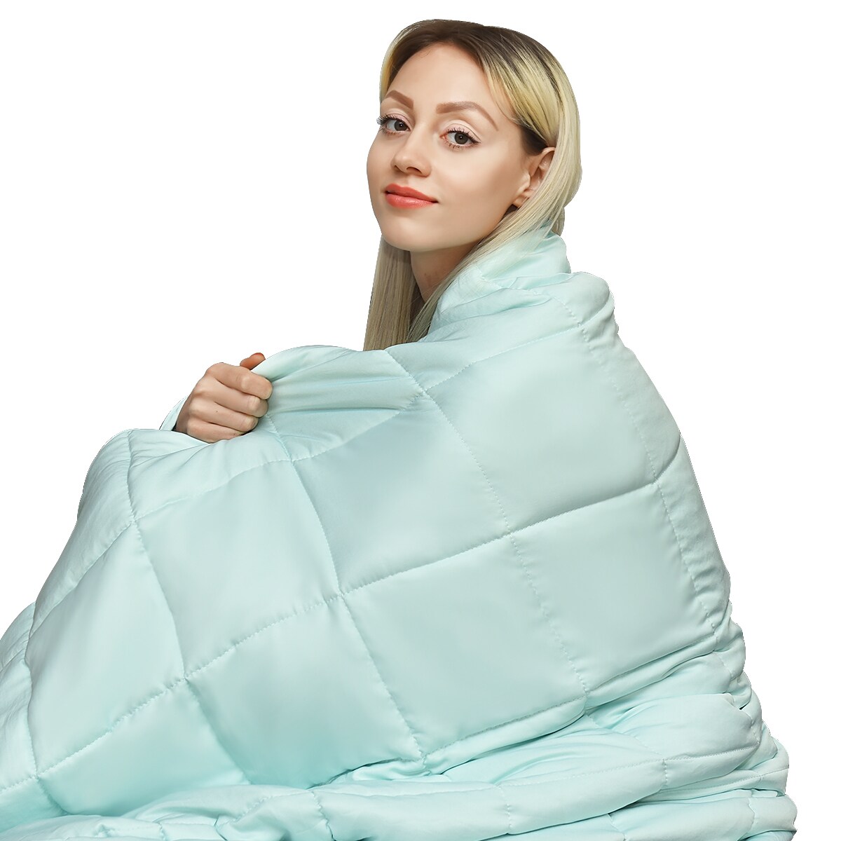 7-20 Lbs Cooling Weighted Blanket Luxury Cooler Version Cotton And Glass Beads Light Green/Blue/Pink