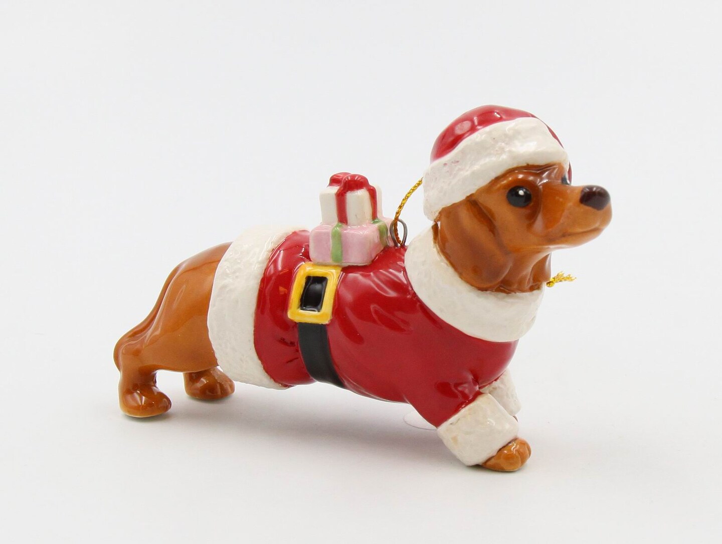 Ceramic Dachshund Santa Dog Christmas Tree Ornament, Home D&#xE9;cor, Gift for Her, Gift for Mom, Kitchen D&#xE9;cor, Dog Lover Gift, Pet Loss Gift