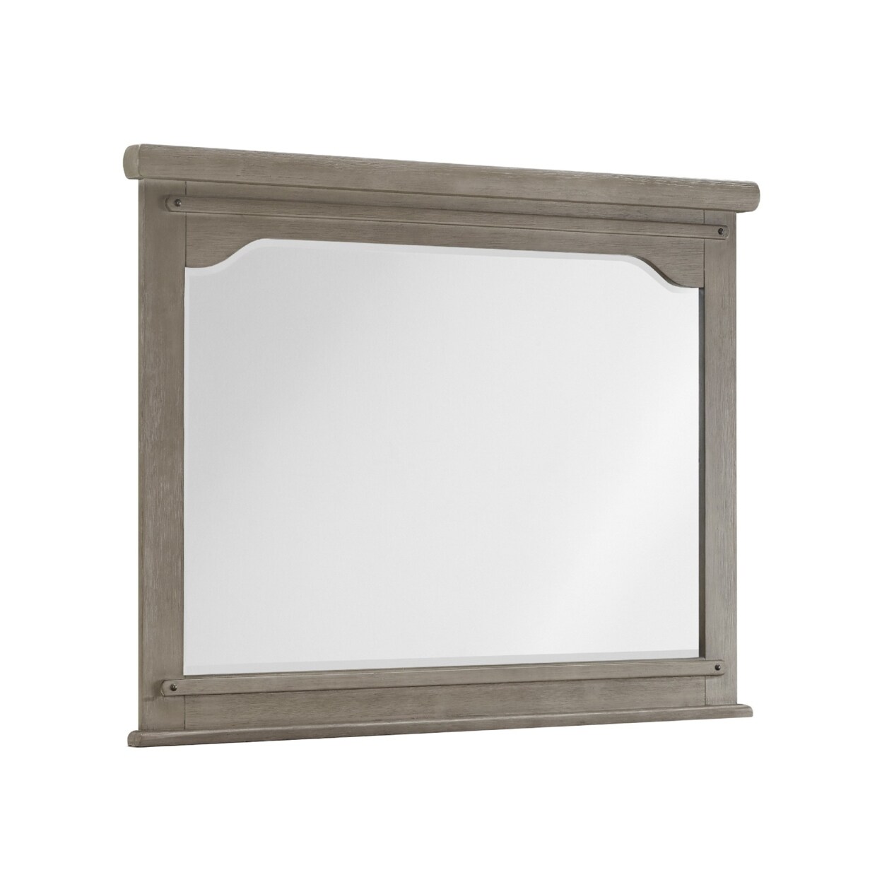 Saltoro Sherpi 46 Inch Oliver Rectangular Driftwood Style Mirror and Black Metal Handles in European Style Trim, Beige-