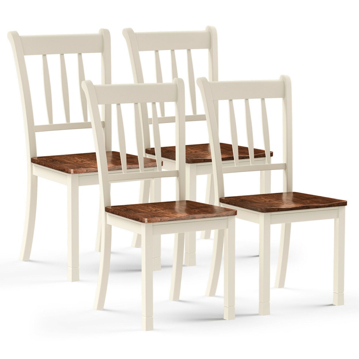 Gymax 4PCS Wooden Dining Side Chair High Back Armless Home Furniture White