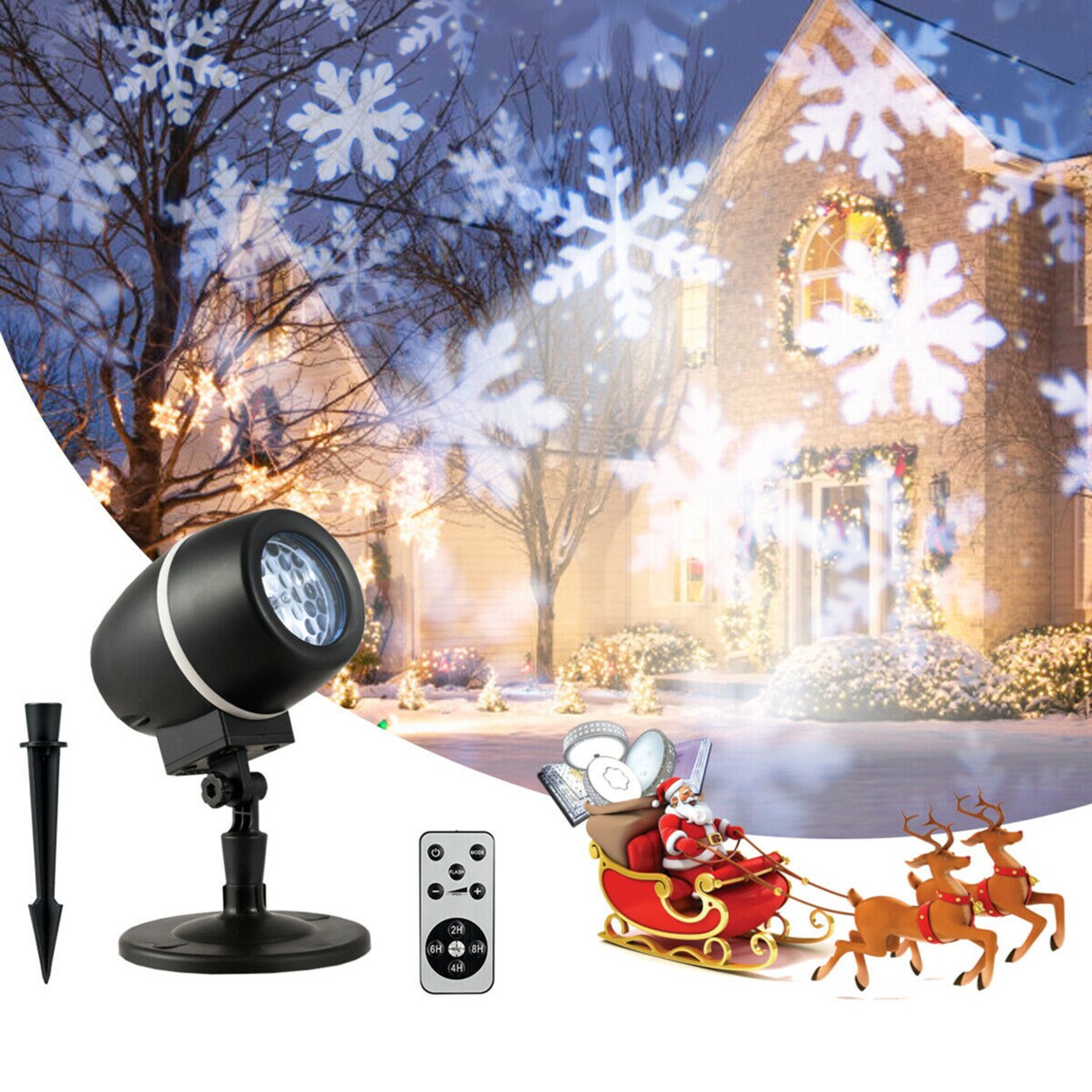 Gymax Christmas Snowflake LED Projector Lights Outdoor Waterproof w/ Remote Control