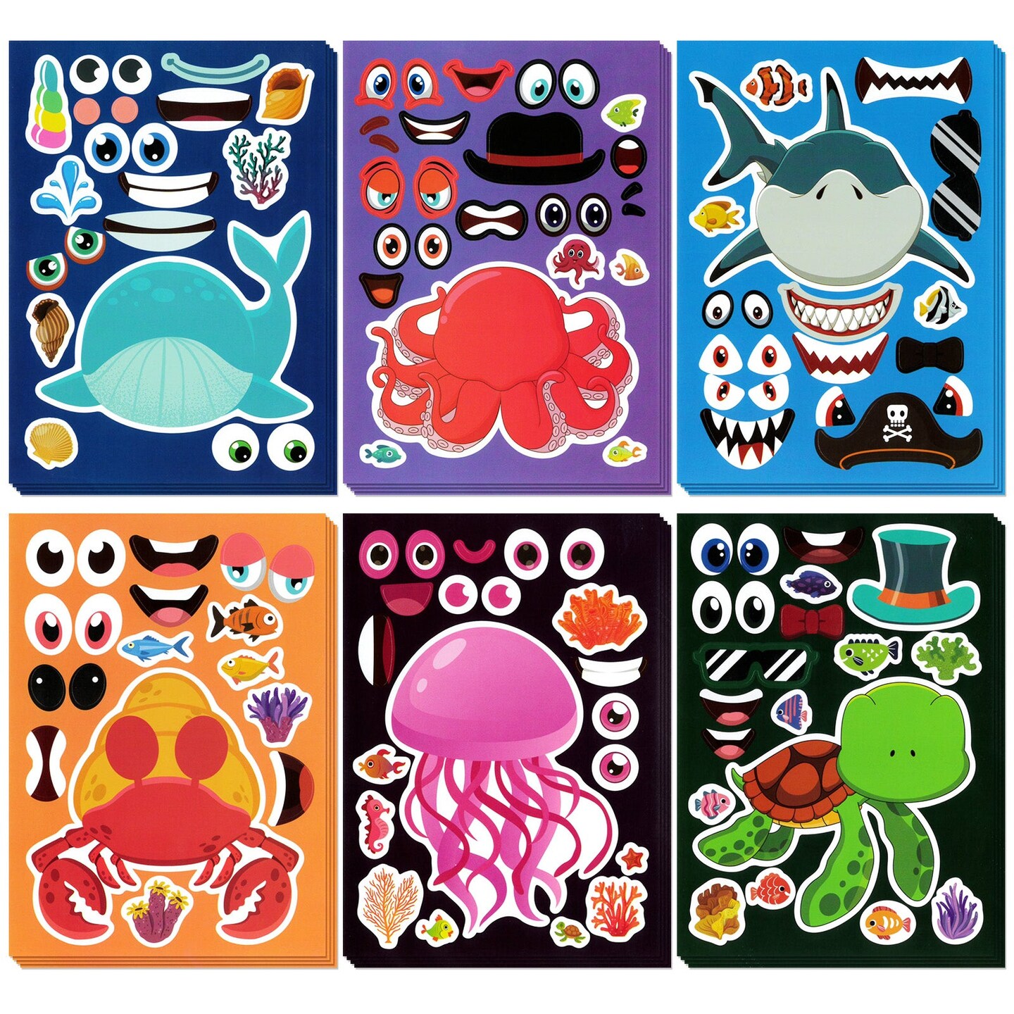 Wrapables Make Your Own Sticker Sheets, DIY Make a Face Animal, Food, Party Favor Stickers (24 Sheets)