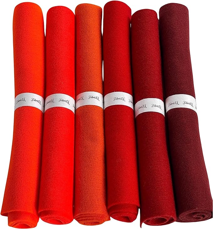 FabricLA Craft Felt Rolls 6 Pieces - 12&#x22; X 18&#x22; Inches Assorted Color Non-Woven Soft Felt Material - Acrylic Felt Roll for DIY Craftwork, Sewing and Patchwork - Autumn Colors